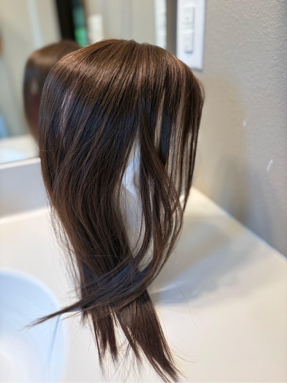 Uniwig Truffle Brown Women's Remy Human Hair Topper - Seamless Coverage & Volume - Picture 2 of 16